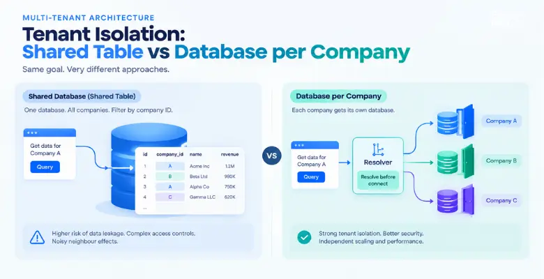 Comparison of a shared database with a separate database for each listed company